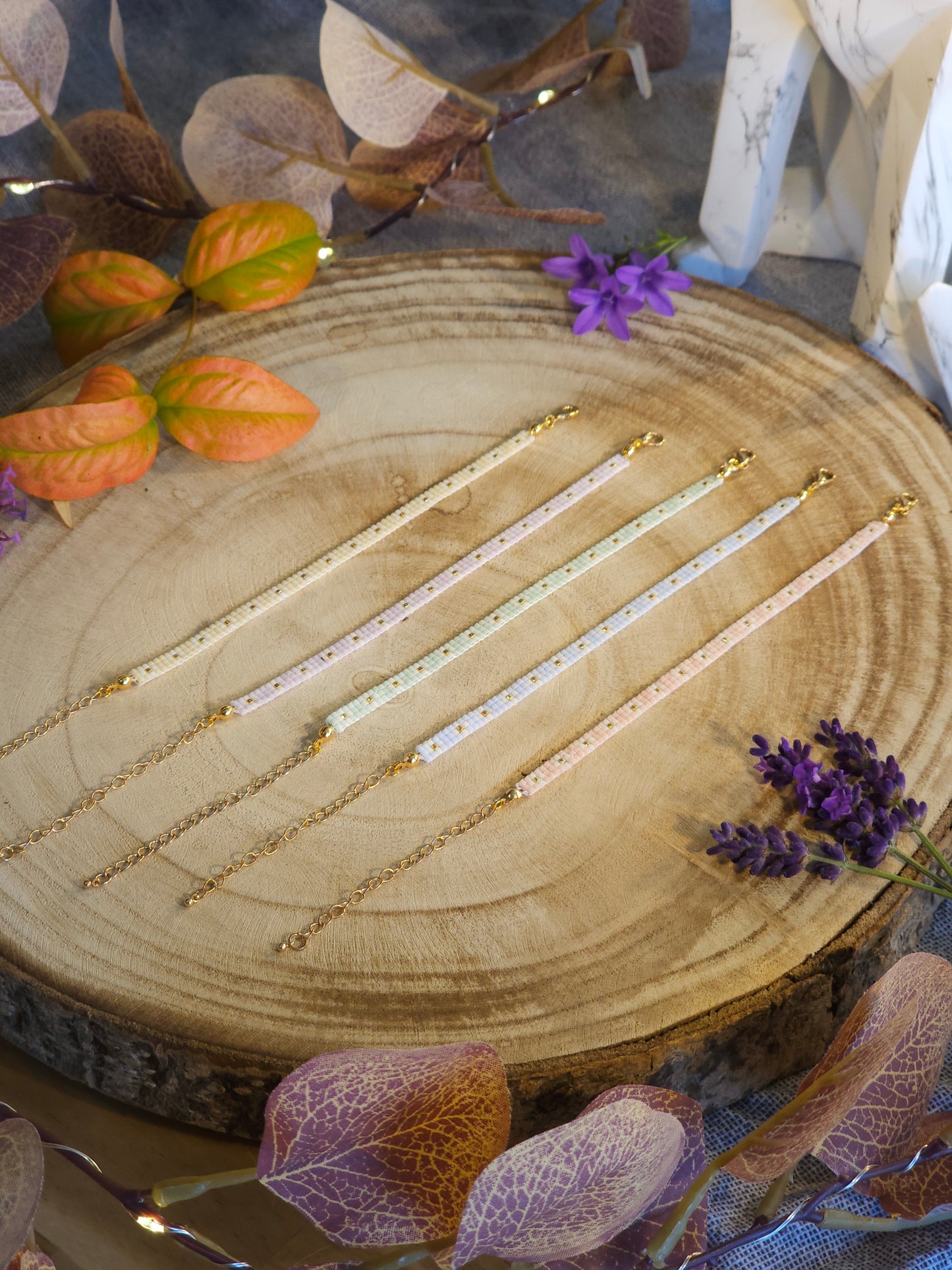 Bracelets tissés pastel