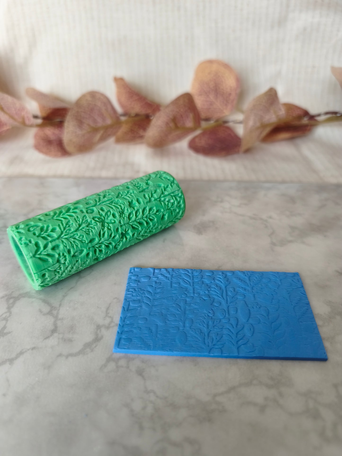 Rouleau de texture effet fleurs sauvages, pour argile polymère